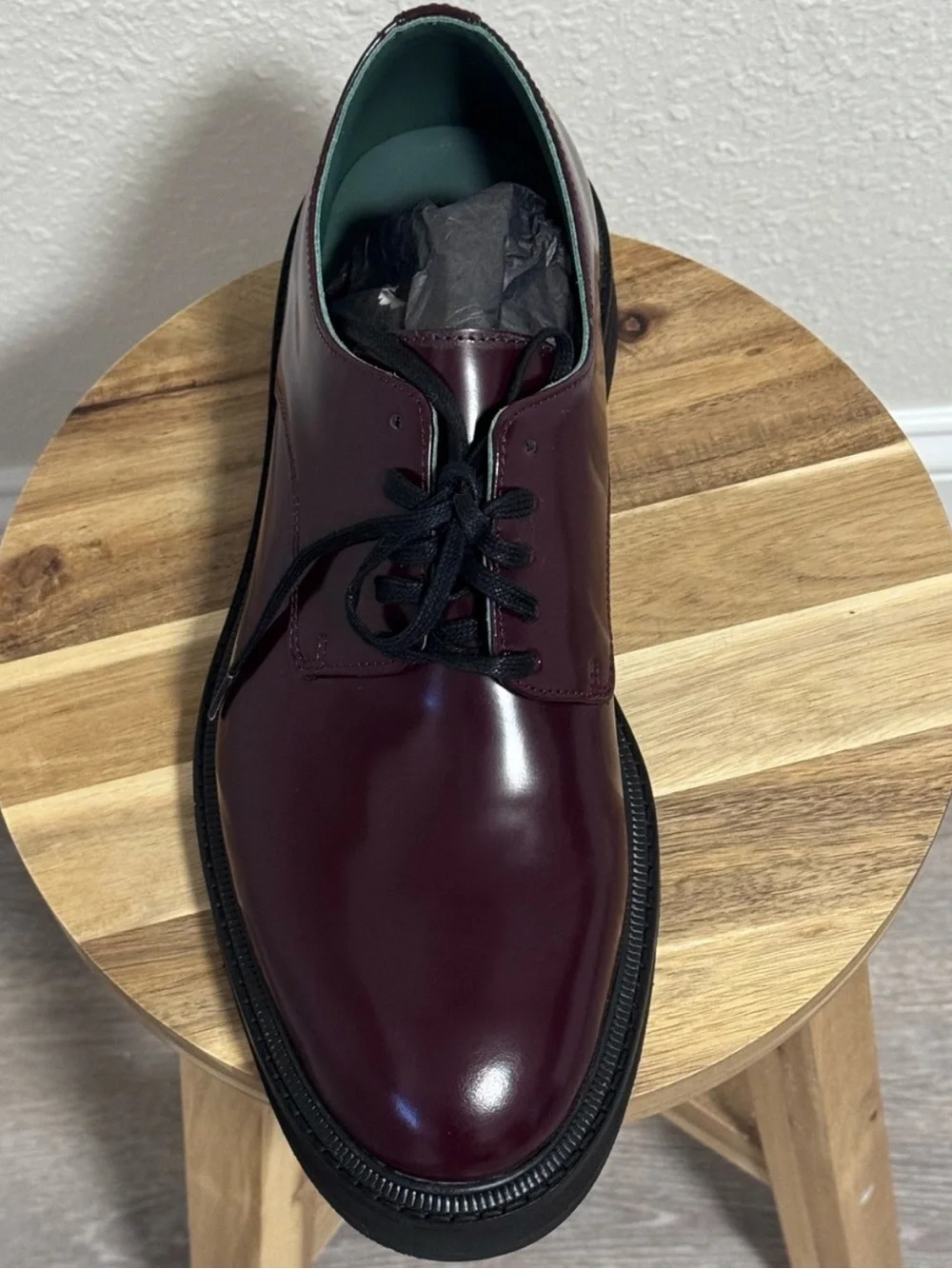 NIB Vinny’s Officer Derbee Burgundy Polido Leather Derby Shoes EU 45 US 12